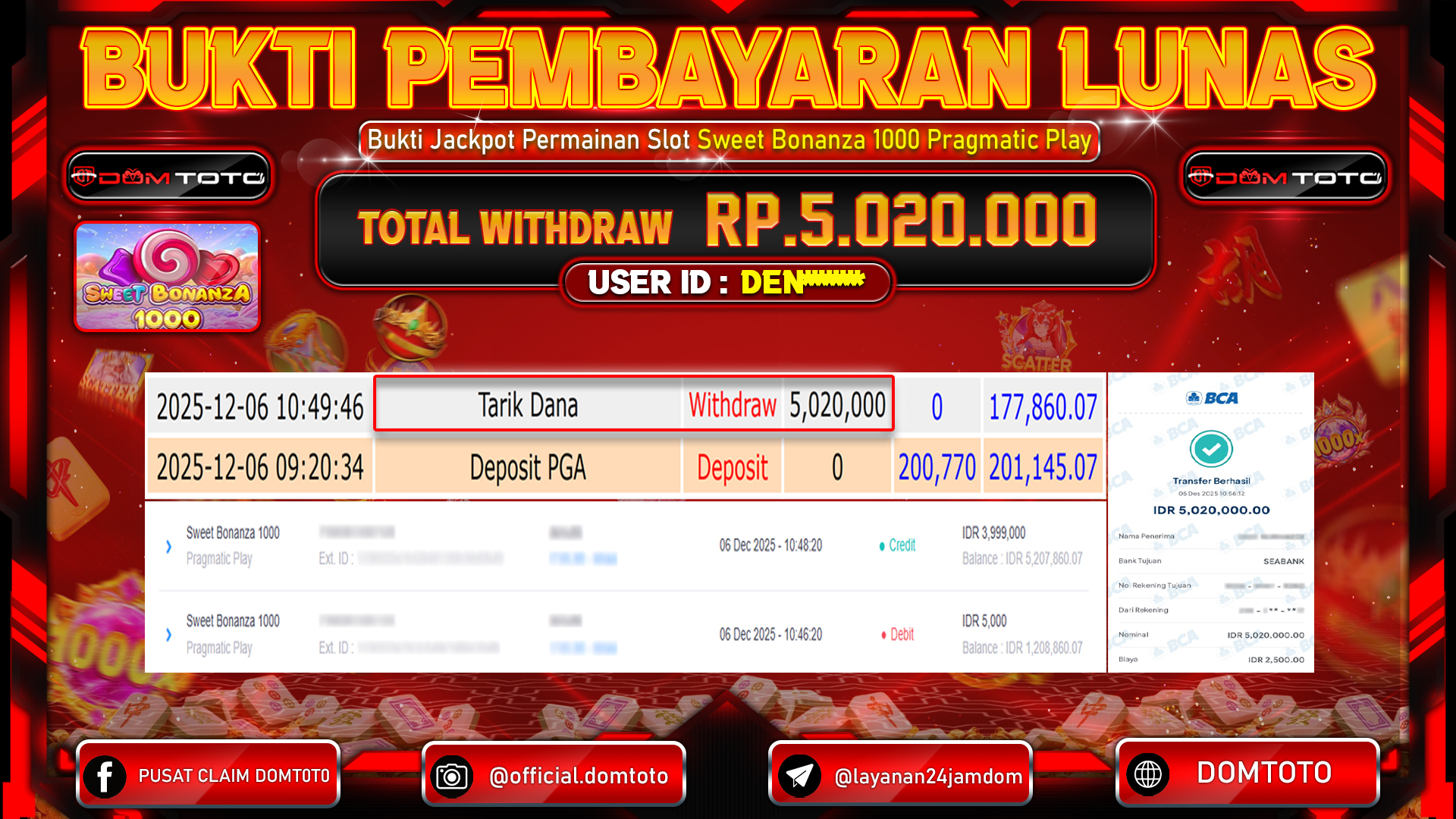 JACKPOT SLOT Sweet Bonanza 1000 Pragmatic Play 06  DECEMBER 2025